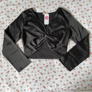 HONEY - Satin Black Crop Top